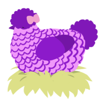 Bonita, a lavender and violet chicken with a lace pattern
