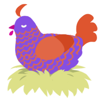 davesport, a blurple and vermilion chicken with a lace pattern