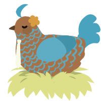 Athenias, a brown and sky chicken with a lace pattern
