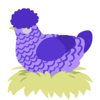 Precious, a lilac and indigo chicken with a lace pattern