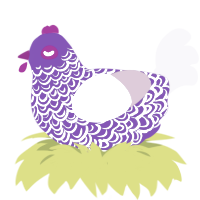 A violet and rose chicken with a double-lace pattern