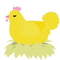 pee, a yellow chicken with a half-lace pattern