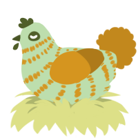 A gluppy and ochre chicken with a bar pattern