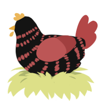 (unnamed), a black and red chicken with a bar pattern