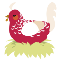A crimson and cream chicken with a half-lace pattern