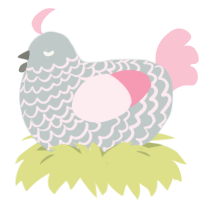 A silver and rose chicken with a lace pattern