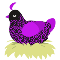 amethyst, a sable and amethyst chicken with a double-lace pattern