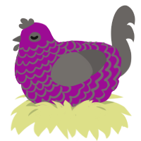 A plum and grey chicken with a lace pattern
