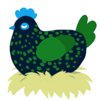 A tumblr and leaf chicken with a speckle pattern