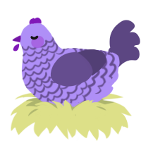 Pleione, a lilac and overcast chicken with a lace pattern