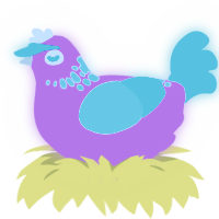 Vaporwave, a lavender and mint chicken with a neck-speckle pattern
