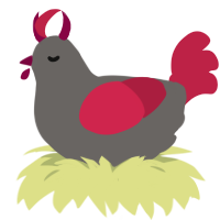 Sword, a grey and crimson chicken