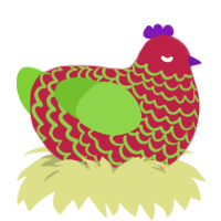 FREE PALESTINE, a crimson and grass chicken with a lace pattern