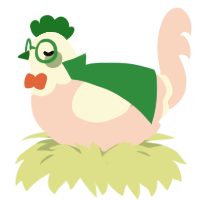 A rose chicken with a head pattern