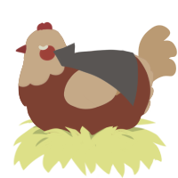 Sedrick, a russet and beige chicken with a head pattern