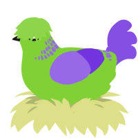 (unnamed), a grass and blurple chicken with a neck-band pattern