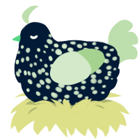 Glow in the Dark, a tumblr and gluppy chicken with a speckle pattern