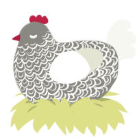 A ash and white chicken with a double-lace pattern