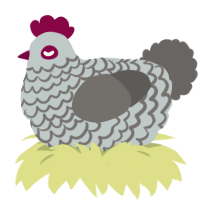 A silver and grey chicken with a lace pattern
