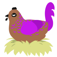 Blinding Blizzard, a brown and amethyst chicken with a half-lace pattern