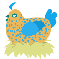 Spotted Lime, a honey and sky chicken with a speckle pattern