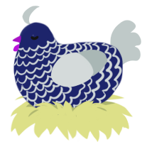 (unnamed), a navy and silver chicken with a lace pattern