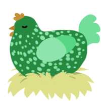 (unnamed), a viridian and spring chicken with a speckle pattern