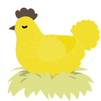 6queaky touey, a yellow chicken with a half-lace pattern