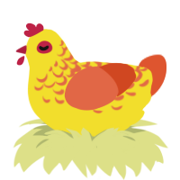 A yellow and vermilion chicken with a half-lace pattern