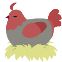 A ash and red chicken with a head pattern