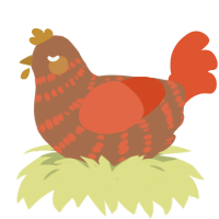 A brown and vermilion chicken with a bar pattern