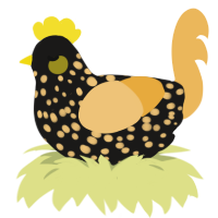 A sable and honey chicken with a speckle pattern