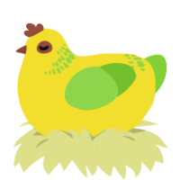 Banana, a yellow and grass chicken with a neck-band pattern