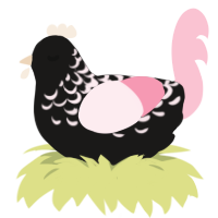 A sable and rose chicken with a half-lace pattern