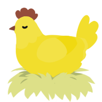 Rubber Ducky, a yellow chicken with a head pattern
