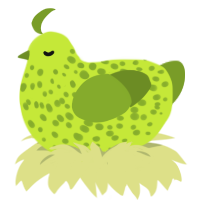 ro, a lime and chartreuse chicken with a speckle pattern