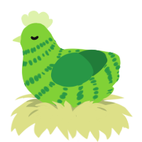 A grass and viridian chicken with a bar pattern