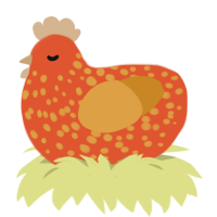 sparkler, a vermilion and orange chicken with a speckle pattern