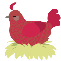 (unnamed), a red and crimson chicken with a lace pattern