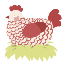 Ball Tongue, a cream and red chicken with a lace pattern