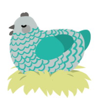 (unnamed), a silver and turquoise chicken with a lace pattern