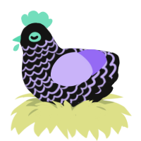A black and lilac chicken with a lace pattern