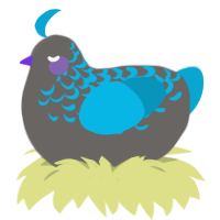 march, a grey and cerulean chicken with a half-lace pattern