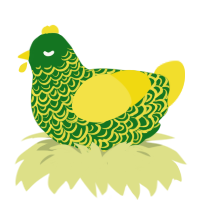 Sanpellegrino, a leaf and yellow chicken with a double-lace pattern