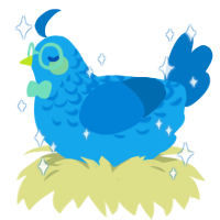 A sky and sapphire chicken with a half-lace pattern