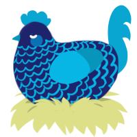 Cerulean YXX, a navy and cerulean chicken with a lace pattern