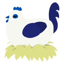 A white and navy chicken