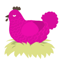 A fuchsia chicken with a lace pattern