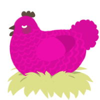 Evil Chicken, a fuchsia chicken with a lace pattern