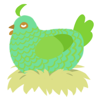 A spring and grass chicken with a lace pattern